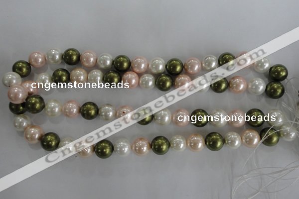 CSB1109 15.5 inches 12mm round mixed color shell pearl beads