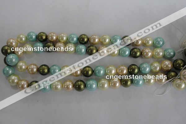 CSB1110 15.5 inches 12mm round mixed color shell pearl beads