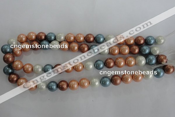 CSB1112 15.5 inches 12mm round mixed color shell pearl beads