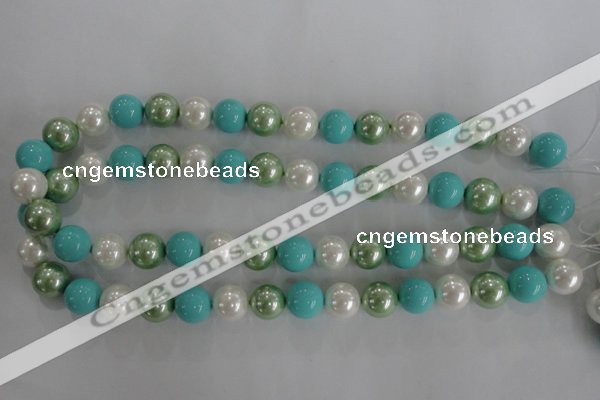 CSB1114 15.5 inches 12mm round mixed color shell pearl beads