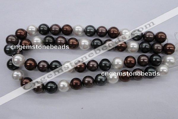 CSB1120 15.5 inches 14mm round mixed color shell pearl beads