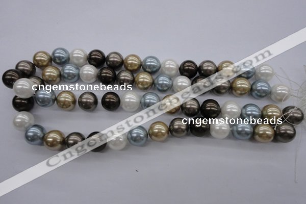 CSB1121 15.5 inches 14mm round mixed color shell pearl beads