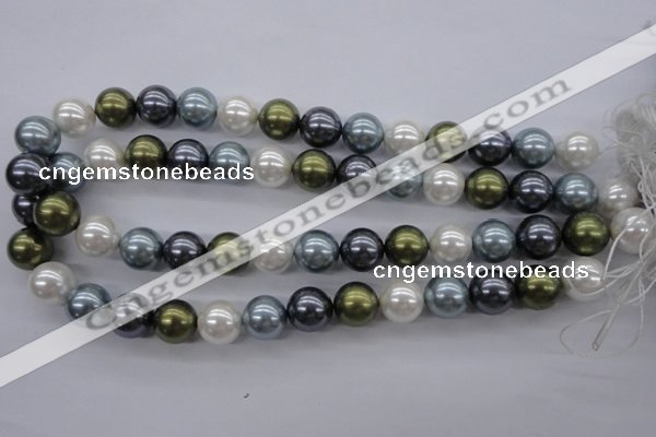 CSB1124 15.5 inches 14mm round mixed color shell pearl beads