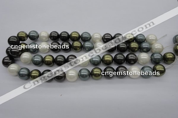 CSB1125 15.5 inches 14mm round mixed color shell pearl beads