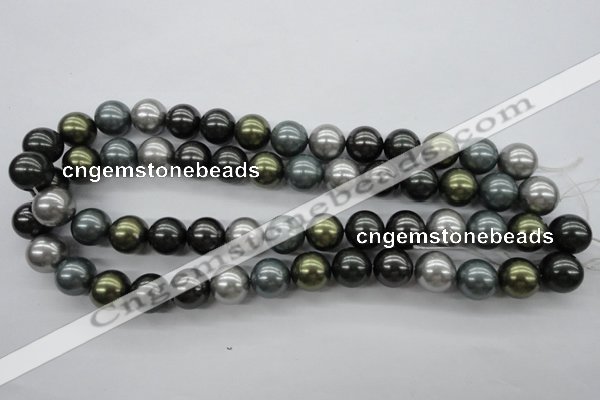 CSB1126 15.5 inches 14mm round mixed color shell pearl beads