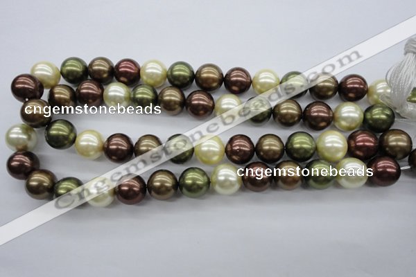 CSB1128 15.5 inches 14mm round mixed color shell pearl beads