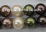 CSB1129 15.5 inches 14mm round mixed color shell pearl beads