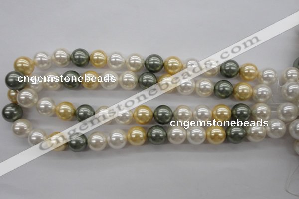 CSB1130 15.5 inches 14mm round mixed color shell pearl beads