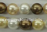 CSB1131 15.5 inches 14mm round mixed color shell pearl beads