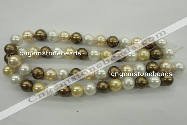 CSB1131 15.5 inches 14mm round mixed color shell pearl beads