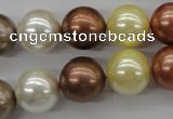 CSB1132 15.5 inches 14mm round mixed color shell pearl beads