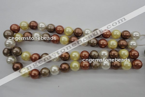 CSB1132 15.5 inches 14mm round mixed color shell pearl beads