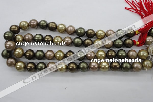 CSB1134 15.5 inches 14mm round mixed color shell pearl beads