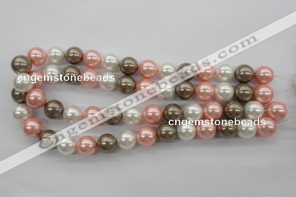 CSB1137 15.5 inches 14mm round mixed color shell pearl beads