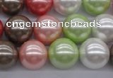 CSB1138 15.5 inches 14mm round mixed color shell pearl beads