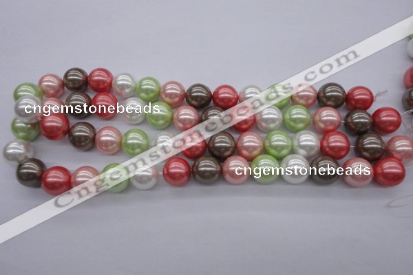 CSB1138 15.5 inches 14mm round mixed color shell pearl beads