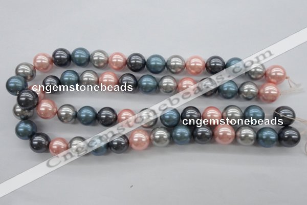 CSB1139 15.5 inches 14mm round mixed color shell pearl beads