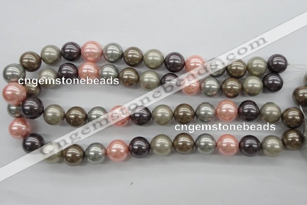 CSB1140 15.5 inches 14mm round mixed color shell pearl beads