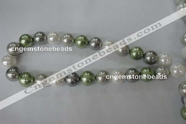 CSB1153 15.5 inches 16mm round mixed color shell pearl beads