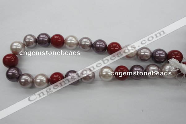 CSB1154 15.5 inches 16mm round mixed color shell pearl beads