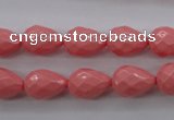 CSB1165 15.5 inches 10*14mm faceted teardrop shell pearl beads