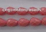 CSB1165 15.5 inches 10*14mm faceted teardrop shell pearl beads