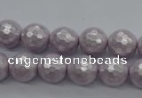 CSB1181 15.5 inches 8mm faceted round shell pearl beads