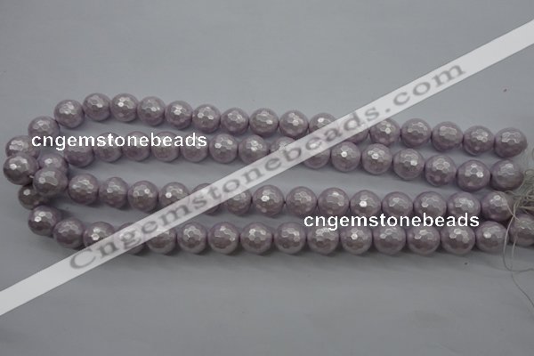 CSB1181 15.5 inches 8mm faceted round shell pearl beads