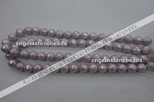 CSB1182 15.5 inches 10mm faceted round shell pearl beads