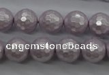 CSB1183 15.5 inches 12mm faceted round shell pearl beads