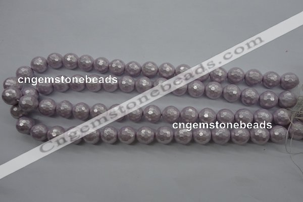 CSB1183 15.5 inches 12mm faceted round shell pearl beads