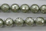 CSB1188 15.5 inches 12mm faceted round shell pearl beads