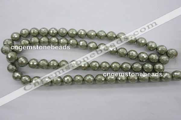 CSB1188 15.5 inches 12mm faceted round shell pearl beads