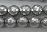 CSB1190 15.5 inches 14mm faceted round shell pearl beads