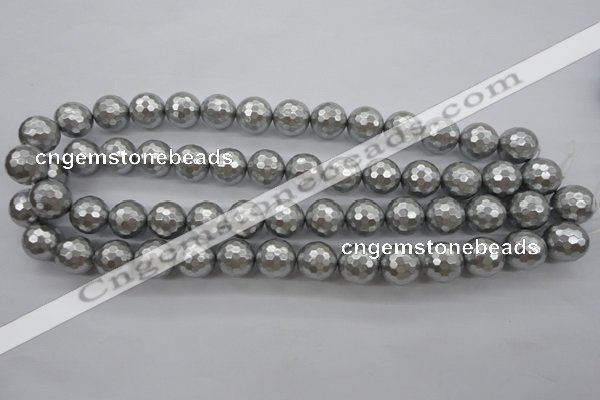 CSB1190 15.5 inches 14mm faceted round shell pearl beads