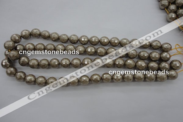 CSB1192 15.5 inches 12mm faceted round shell pearl beads