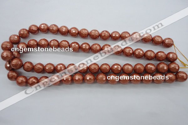 CSB1196 15.5 inches 12mm faceted round shell pearl beads