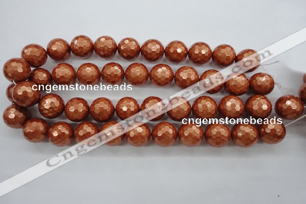 CSB1199 15.5 inches 18mm faceted round shell pearl beads