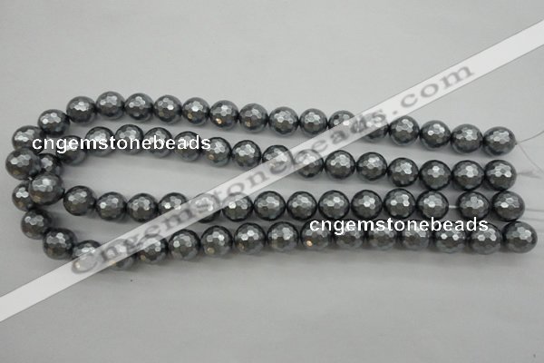 CSB1202 15.5 inches 12mm faceted round shell pearl beads