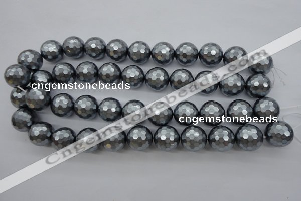 CSB1205 15.5 inches 18mm faceted round shell pearl beads