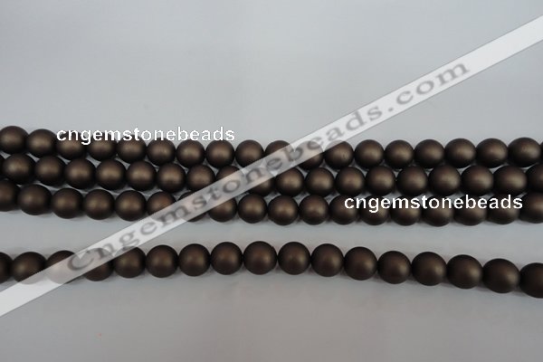 CSB1330 15.5 inches 4mm matte round shell pearl beads wholesale