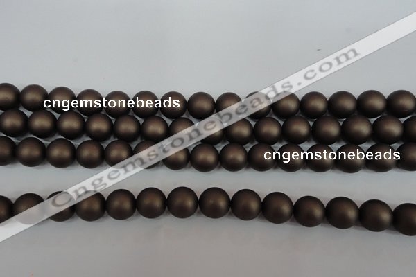 CSB1332 15.5 inches 8mm matte round shell pearl beads wholesale