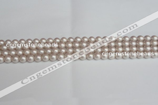 CSB1355 15.5 inches 4mm matte round shell pearl beads wholesale