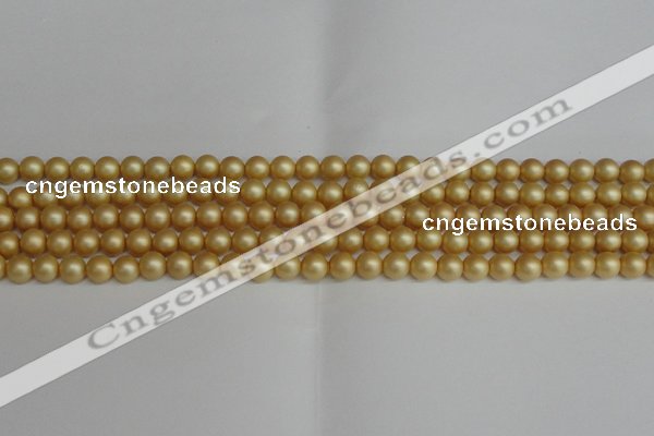 CSB1380 15.5 inches 4mm matte round shell pearl beads wholesale