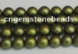 CSB1395 15.5 inches 4mm matte round shell pearl beads wholesale