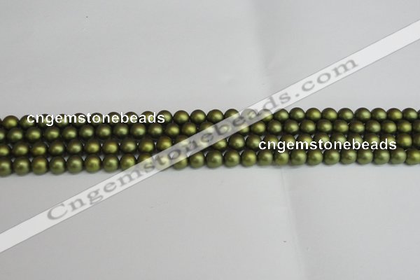 CSB1395 15.5 inches 4mm matte round shell pearl beads wholesale