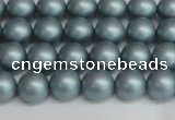 CSB1435 15.5 inches 4mm matte round shell pearl beads wholesale