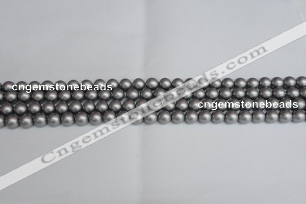 CSB1440 15.5 inches 4mm matte round shell pearl beads wholesale