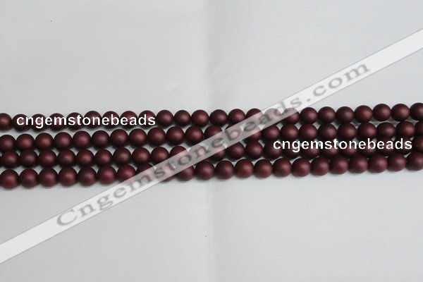 CSB1450 15.5 inches 4mm matte round shell pearl beads wholesale