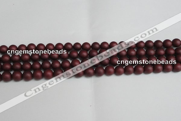 CSB1452 15.5 inches 8mm matte round shell pearl beads wholesale